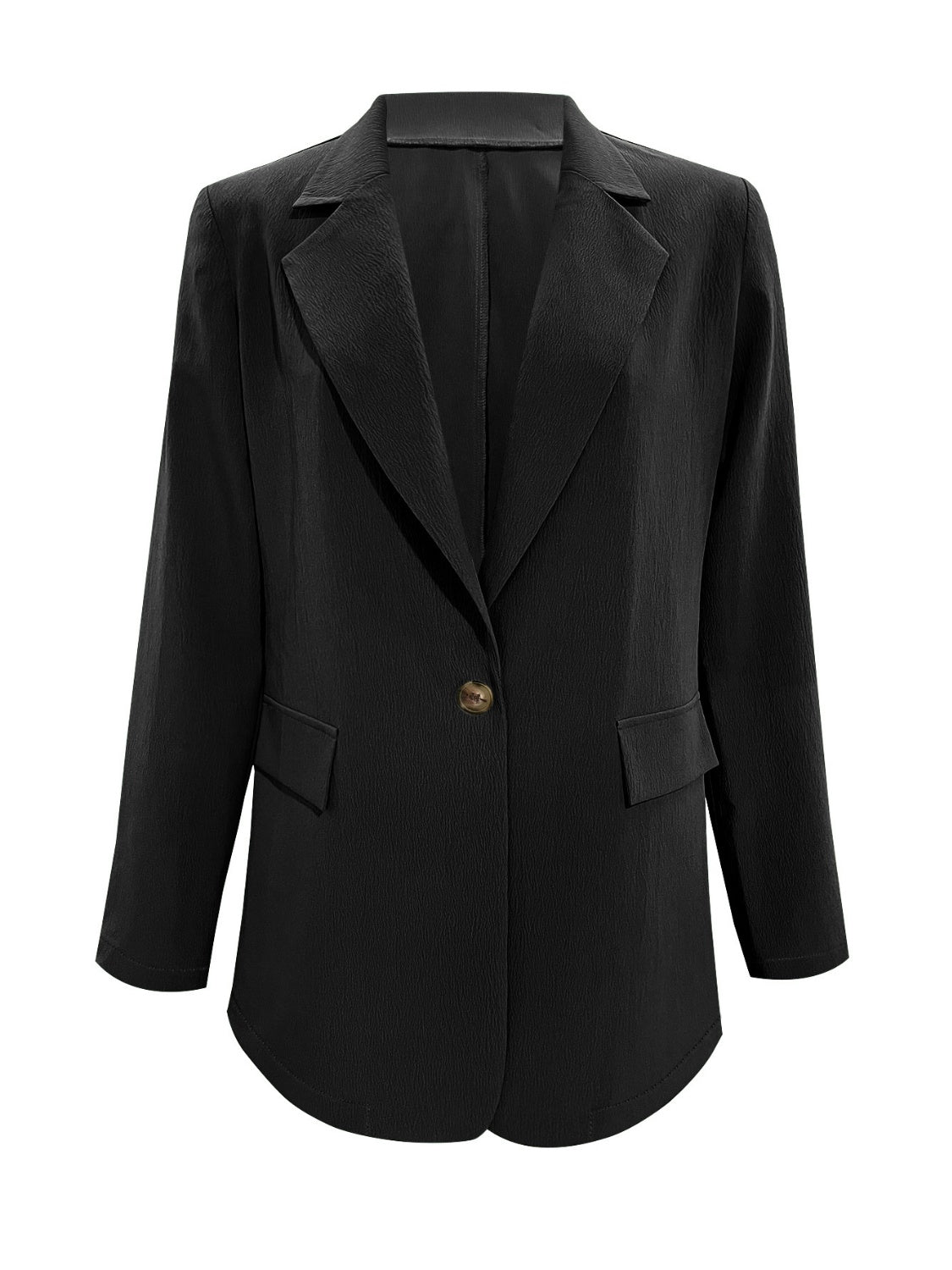 Lapel Collar Long Sleeve Blazer - felvior