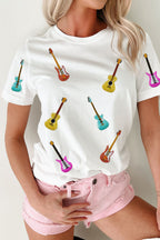 Guitar Crew Neck Short Sleeve T-Shirt