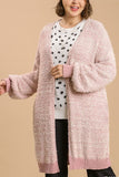 Umgee Full Size Ribbed Hem Open Front Longline Cardigan Plus Size - felvior