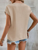 Cutout Round Neck Short Sleeve Top