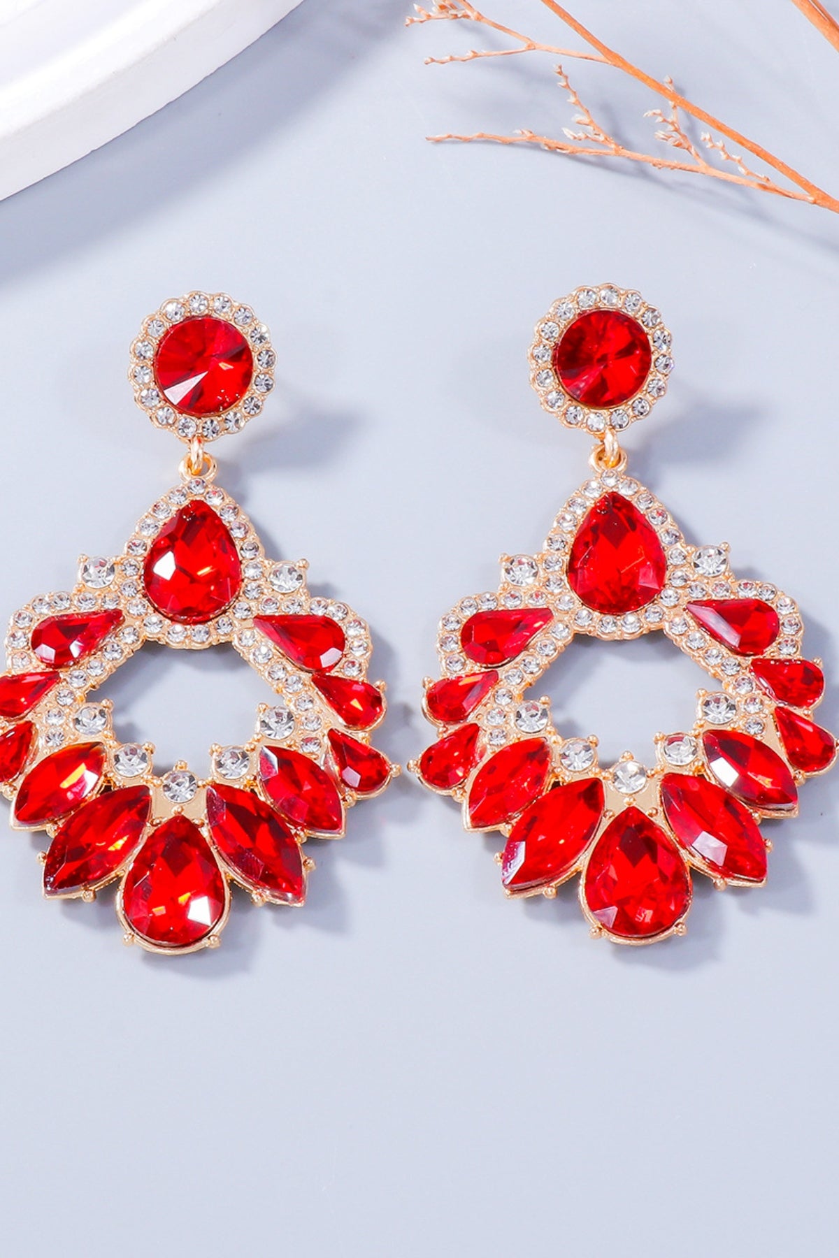 Alloy Rhinestone Dangle Earrings - felvior