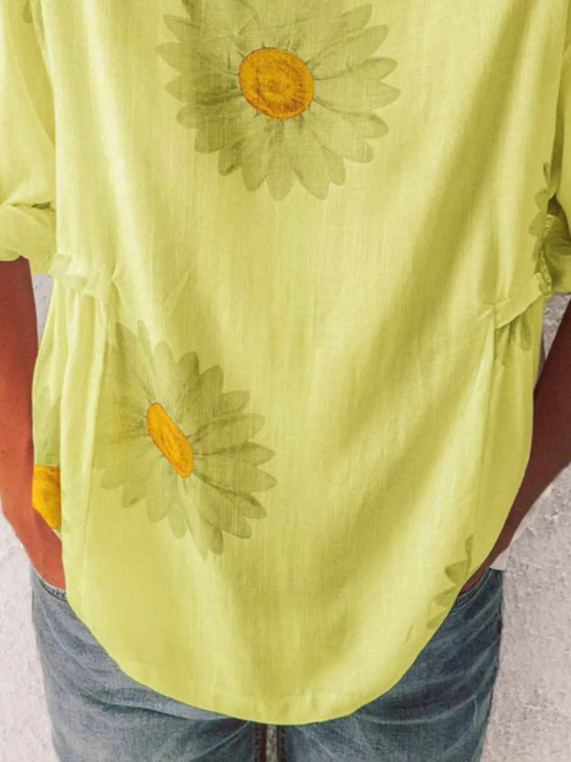 Full Size Flower Round Neck Half Sleeve T-Shirt Plus Size