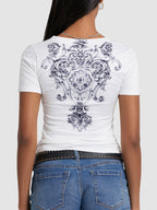 Graphic V-Neck Short Sleeve T-Shirt