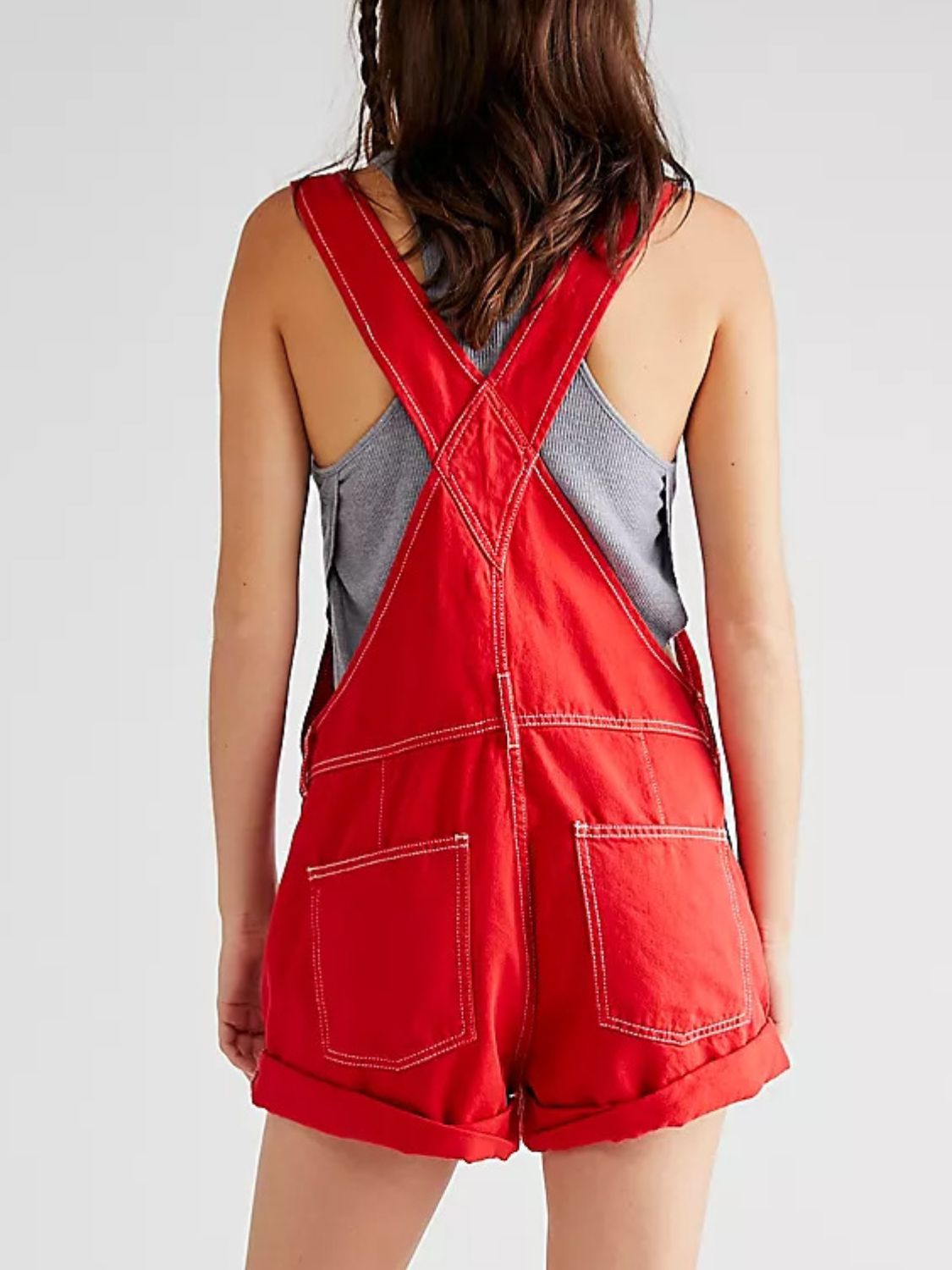 Wide Strap Square Neck Denim Overalls - felvior