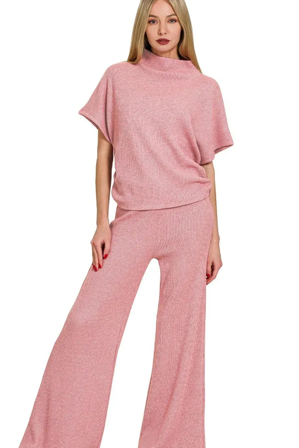 Zenana Sweater Mock Neck Top & Long Pants Set Hauptbild