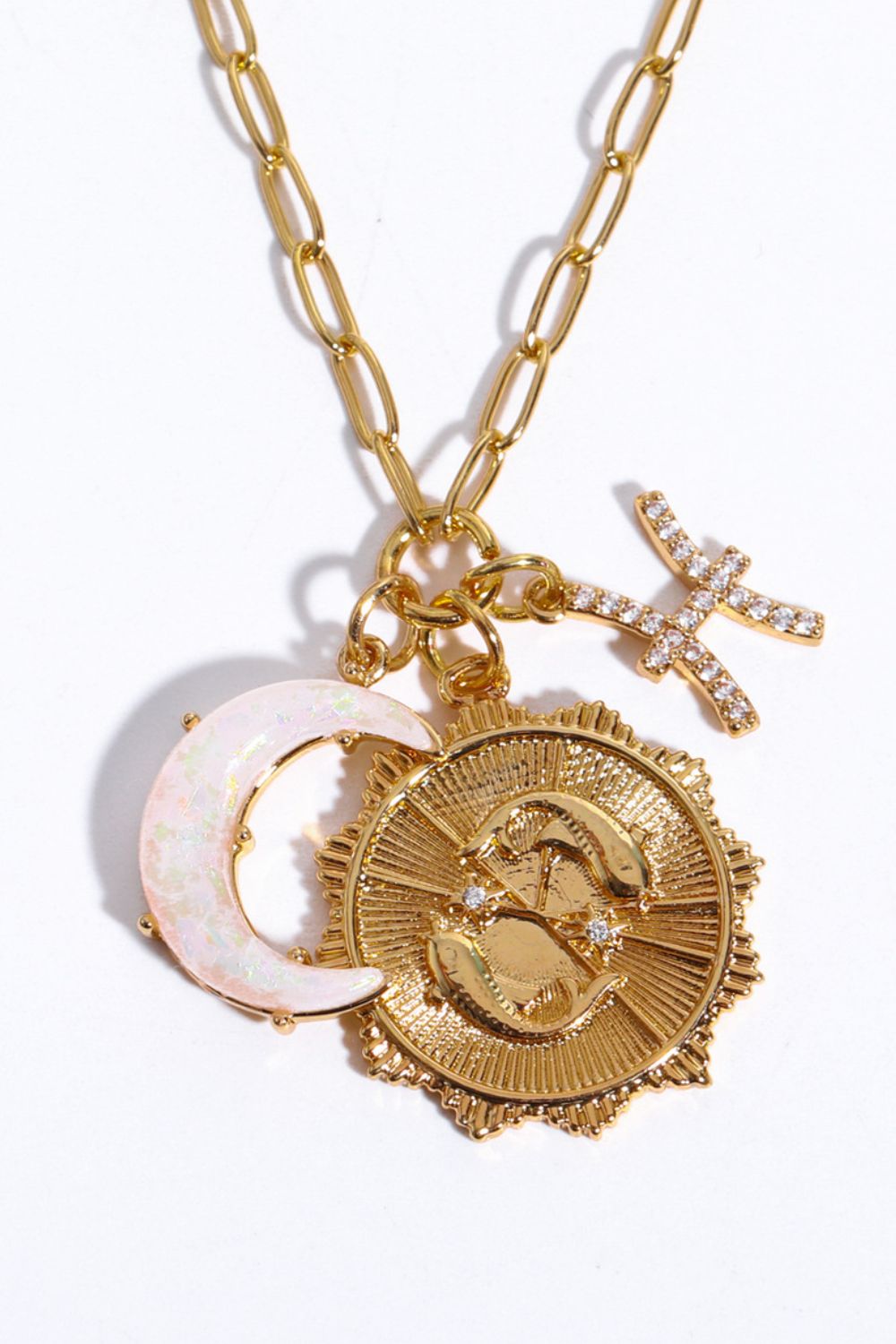 Constellation and Moon Pendant Copper Necklace - felvior