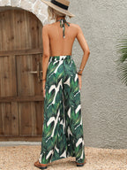 Printed Halter Neck Wide Leg Jumpsuit
