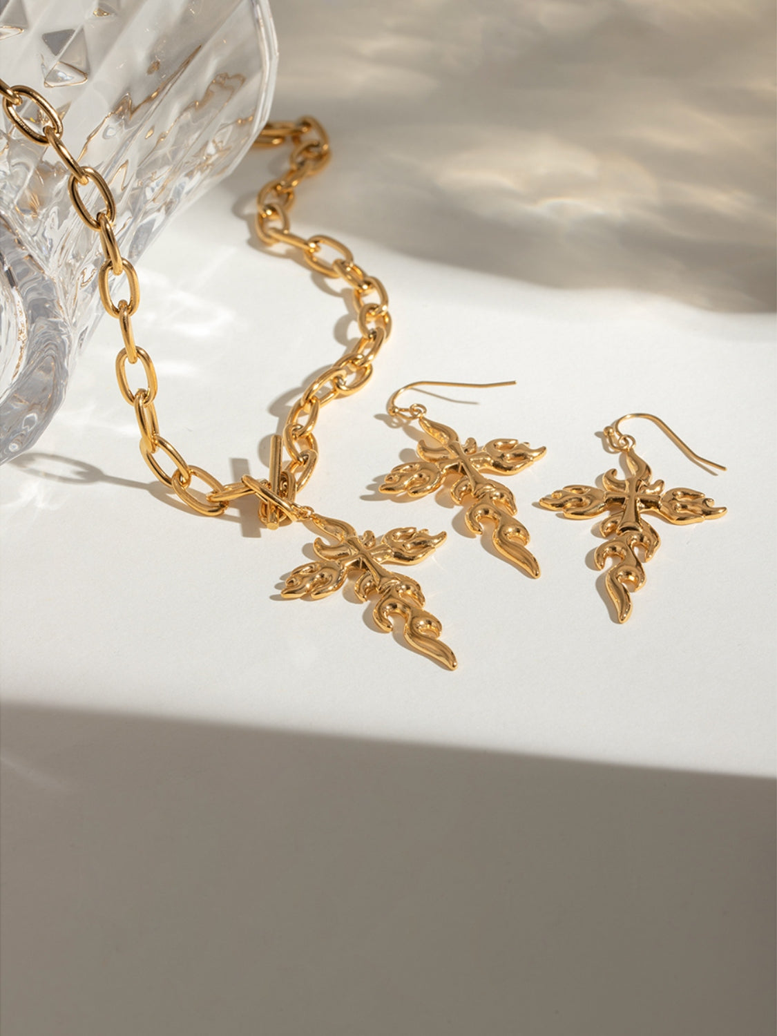 18K Gold-Plated Stainless Steel Cross Necklace - felvior