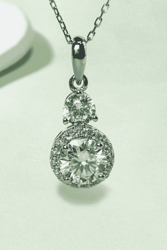 1 Carat Moissanite 925 Sterling Silver Pendant Necklace - felvior