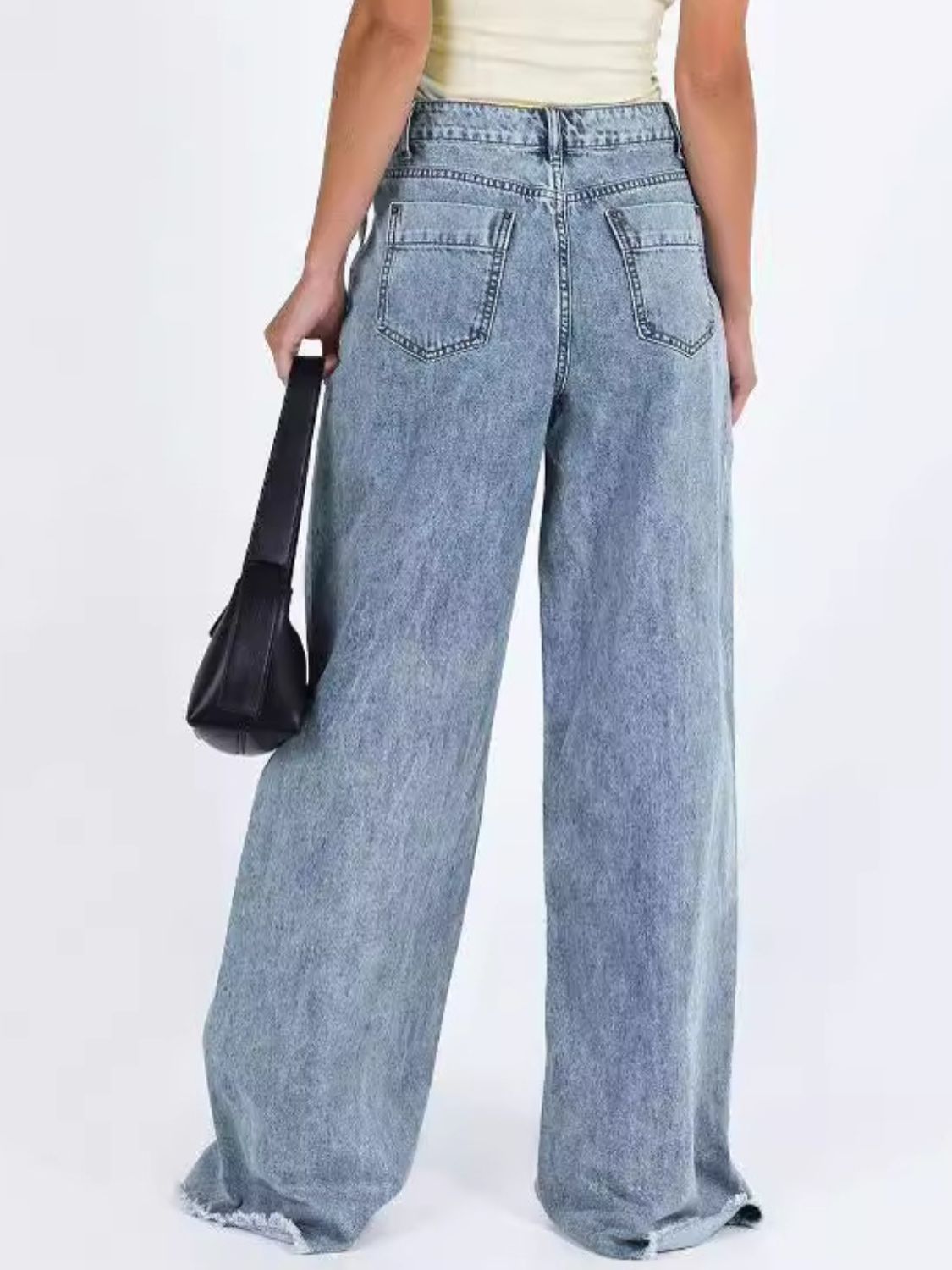 Wide Leg Jeans with Pockets - felvior