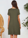Notched Short Sleeve Mini Lounge Dress - felvior