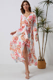 Printed Tie Waist Maxi Dress - felvior