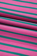 Striped Round Neck Cap Sleeve Blouse