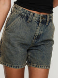 Washed High Rise Denim Shorts - felvior