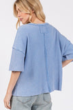 SAGE + FIG Exposed Seam Round Neck Half Sleeve T-Shirt - felvior
