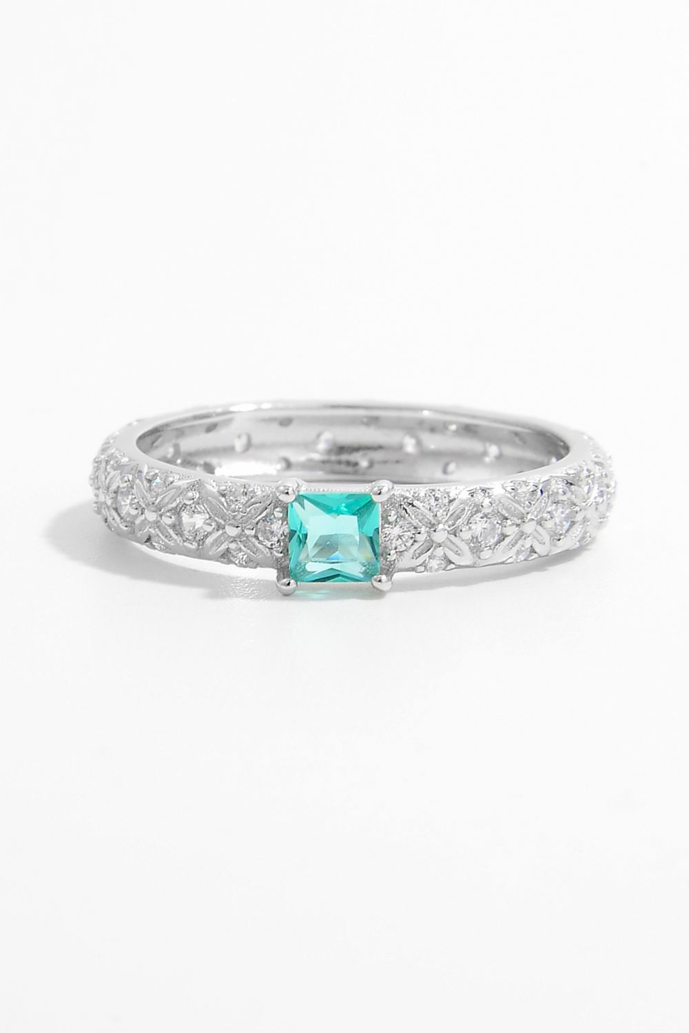 925 Sterling Silver Square Zircon Ring - felvior