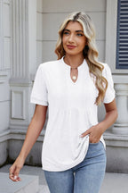 Notched Short Sleeve Top