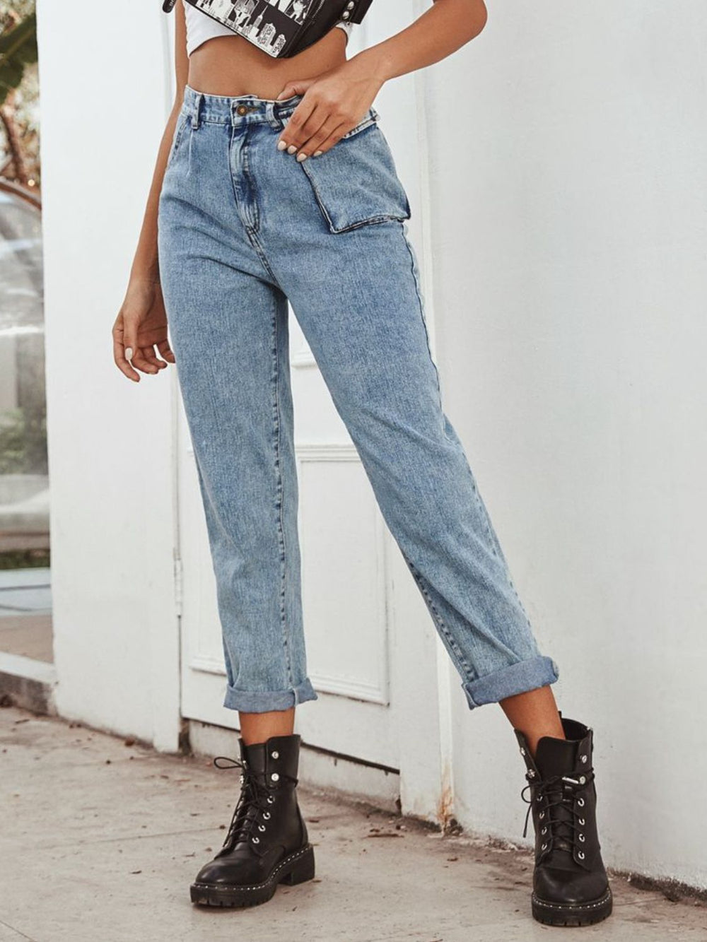 High Waist Straight Leg Jeans - felvior