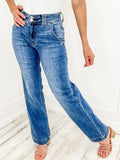 Washed Straight Leg Jeans - felvior