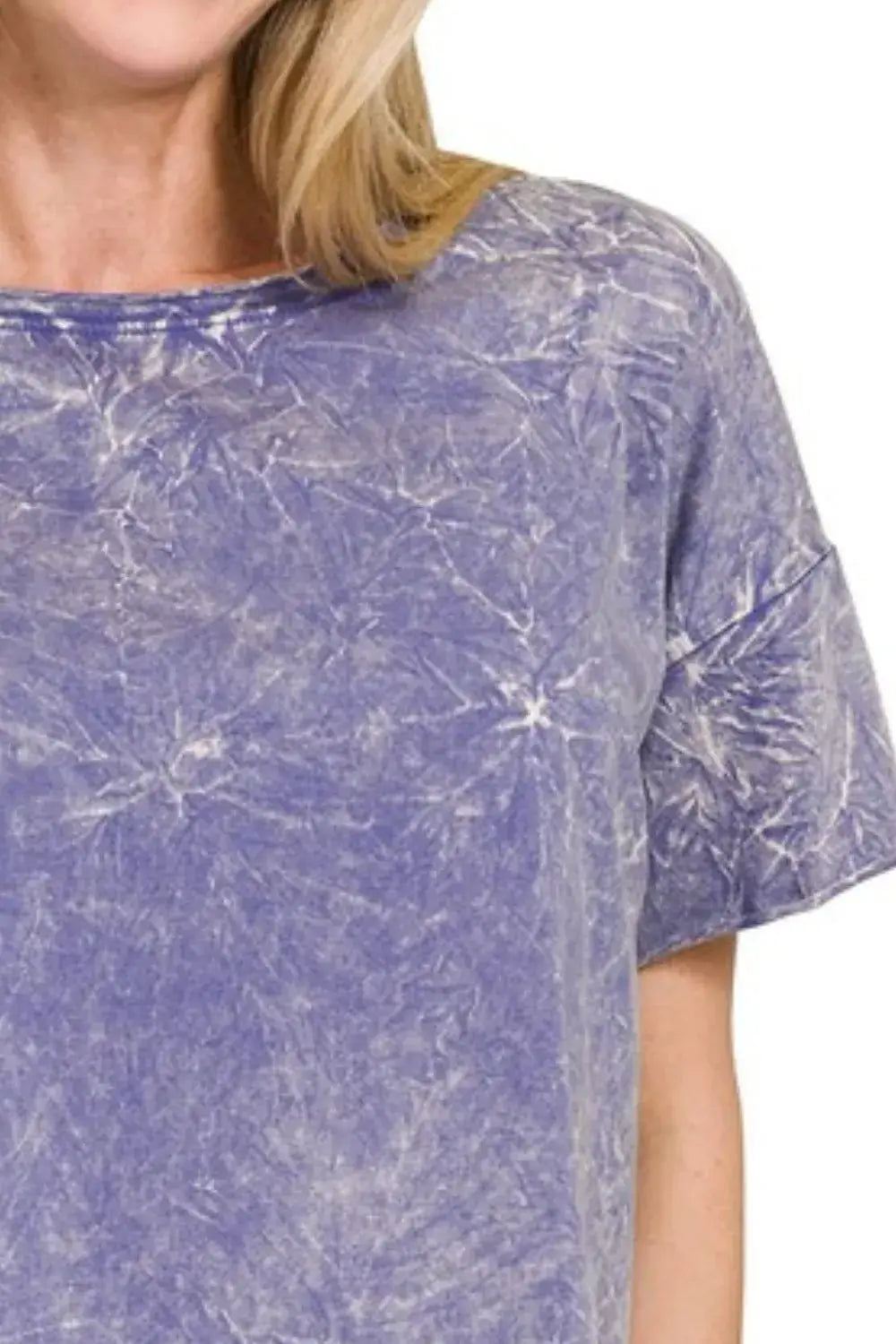 Zenana Washed Crew Neck Short Sleeve Crop Box Tee