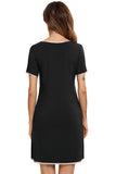 Contrast Trim Pocketed Round Neck Lounge Dress - felvior