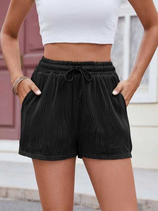 Florira Texture Drawstring Shorts - felvior