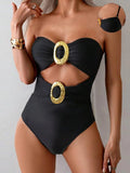 Cutout Sweetheart Neck One-Piece Swimwear - felvior
