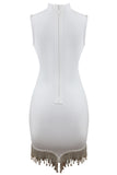 Rhinestone Tassel Hem Bodycon Dress - felvior