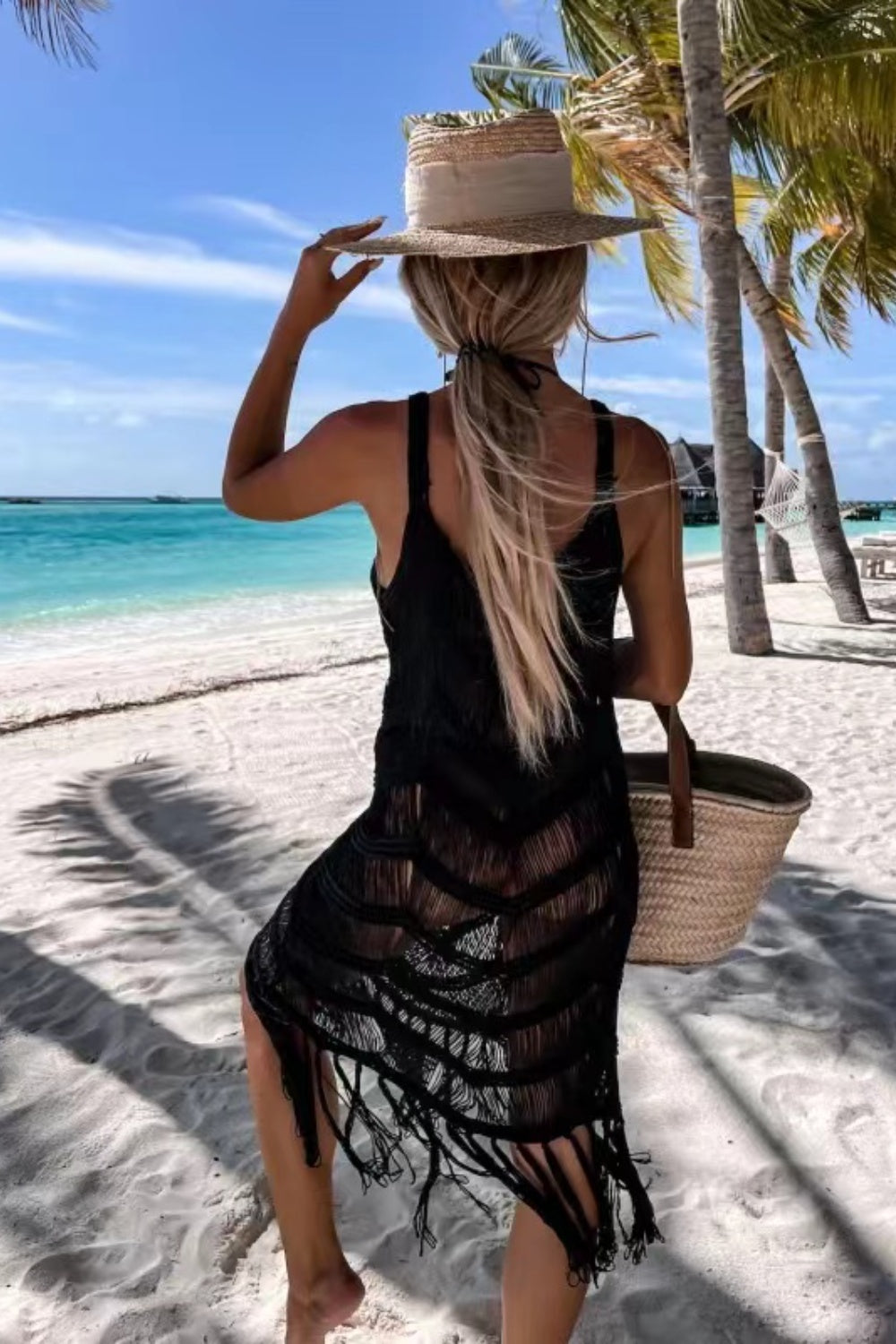 Fringe Scoop Neck Cover-Up - felvior