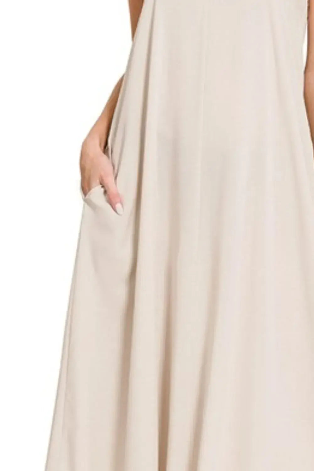 Zenana Woven Arc Hem Cami Dress With Flowy Pockets