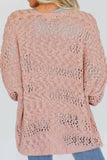 Openwork Open Front Long Sleeve Cardigan - felvior