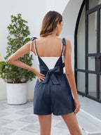 Smocked Tie Back Spaghetti Strap Romper