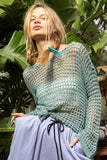 POL Side Slit Openwork Long Sleeve Knit Cover Up - felvior