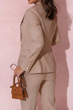 Full Size Lapel Collar Long Sleeve Blazer and Pants Set Plus Size