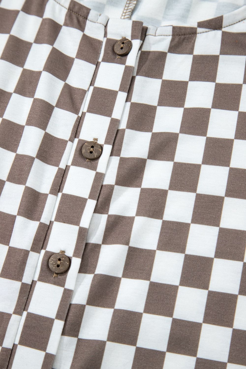 Checkered Print Crew Neck Wide Leg Jumpsuit