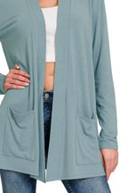 Zenana Slouchy Lightweight Open Front Pocket Cardigan
