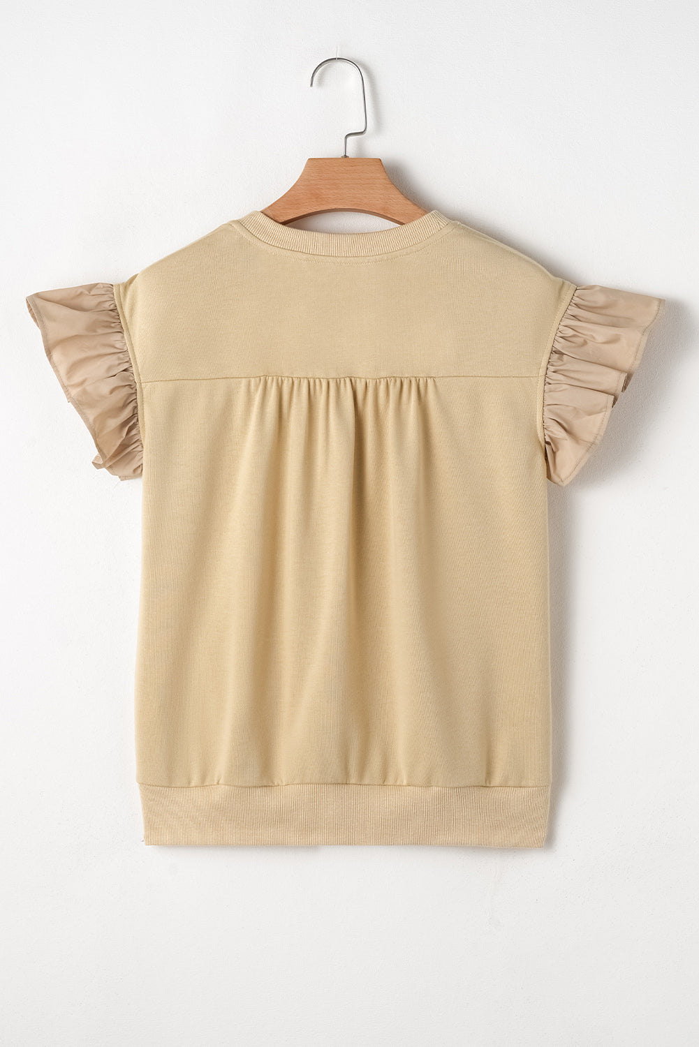 Bow Ruffled Round Neck Cap Sleeve Blouse