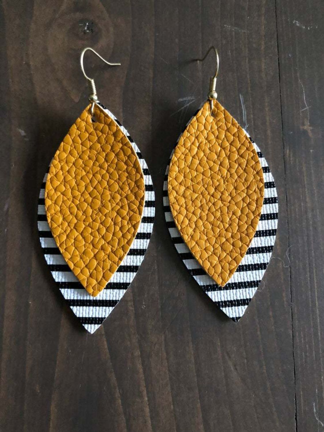 PU Leather Leaf Dangle Earrings - felvior