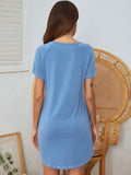 Round Neck Short Sleeve Lounge Dress - felvior