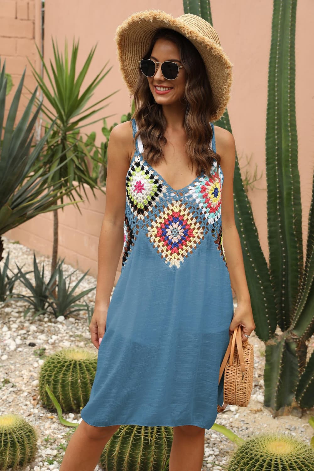 Openwork Sleeveless Embroidery Dress - felvior