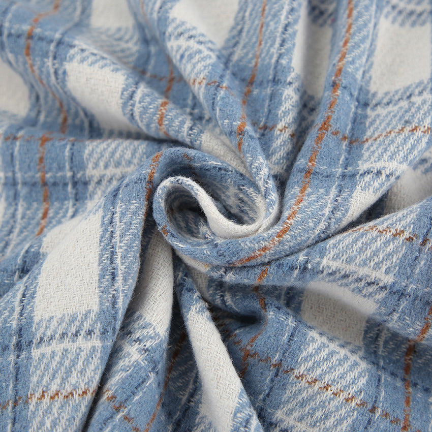 Plaid Button Up Long Sleeve Jacket - felvior