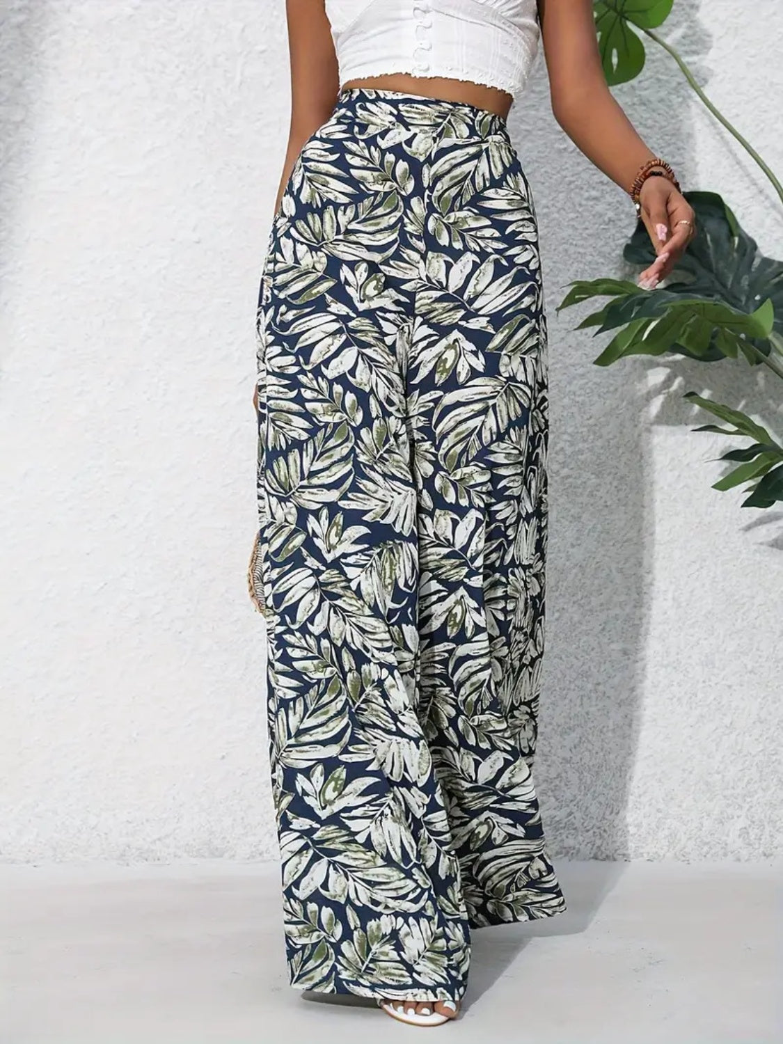 Printed High Waist Wide Leg Pants - felvior