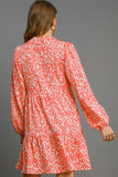 Umgee Full Size Two Tone Print Balloon Sleeve Tiered Dress Plus Size - felvior