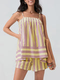Smocked Square Neck Cami and Shorts Set - felvior
