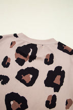 Leopard Round Neck Cap Sleeve T-Shirt