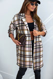 Plaid Longline Jacket with Pockets - felvior