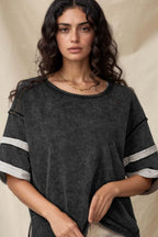 Contrast Round Neck Half Sleeve T-Shirt
