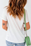 Sequin Checkered Heart Round Neck Short Sleeve T-Shirt