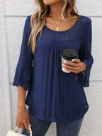 Round Neck Three-Quarter Sleeve Top