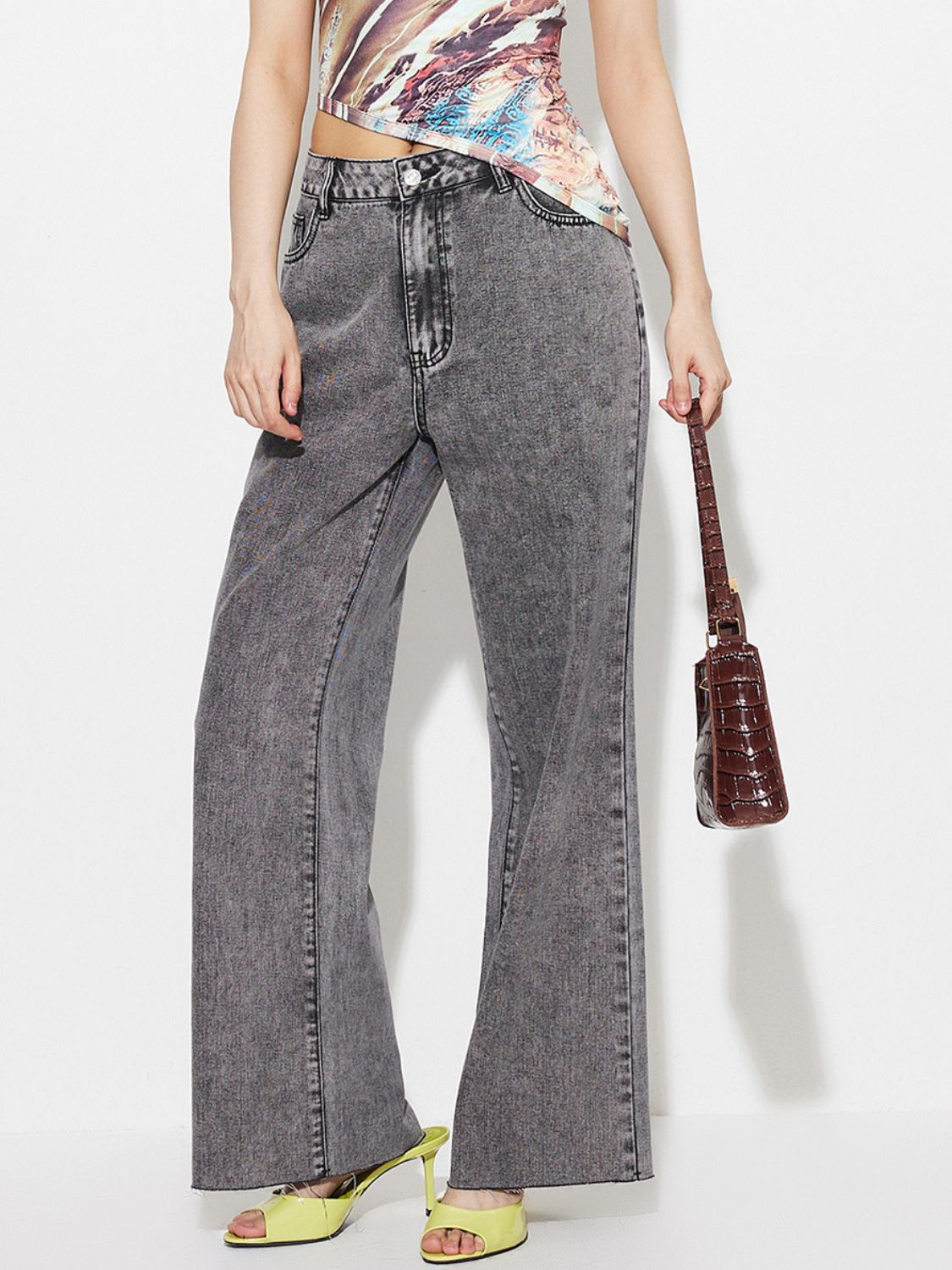 High Waist Bootcut Jeans with Pockets - felvior